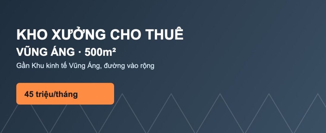 Kho xưởng cho thuê Vũng Áng 500m² gần KKT, giá tốt (tin mẫu minh họa)