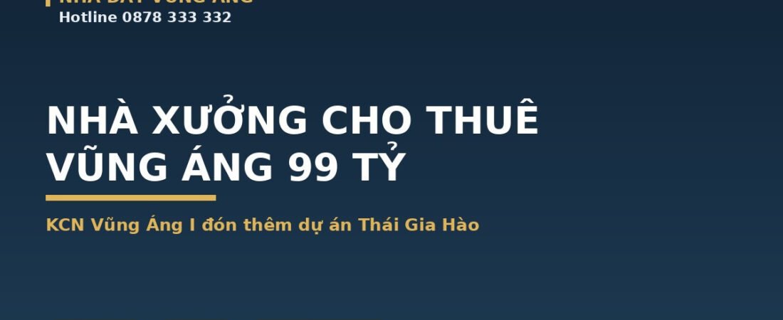 Nhà Xưởng Cho Thuê Vũng Áng: Thái Gia Hào Rót 99 Tỷ Vào KCN Vũng Áng I